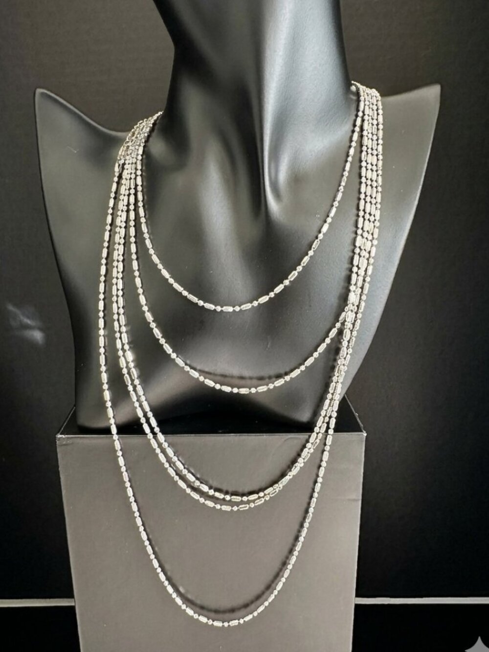 Milor Italy 925 Sterling Silver Bead Chain 100” – 35g Extra Long Necklace / Doub